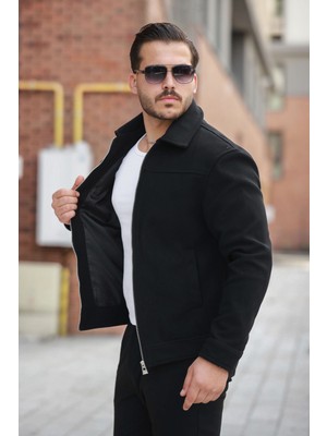 Baselco Basic Premium Polo Yakalı Kaşe Ceket/mont - Slim Fit Erkekler İçin Suni Deri Konfor