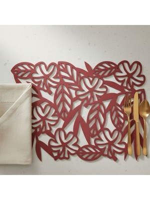 Grand Fine Art 2 Adet Keçe Amerikan Servis Dikdörtgen Supla 33X44 Cm-Yaprak Desenli Supla