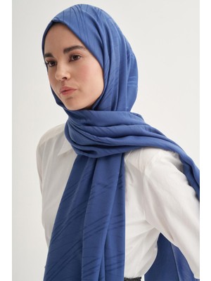 Carell Simetrik Jakar Italyan Ipekli Şal Indigo