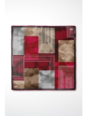 Lêvi D'or Kırmızı Desenli Twill İpek Eşarp