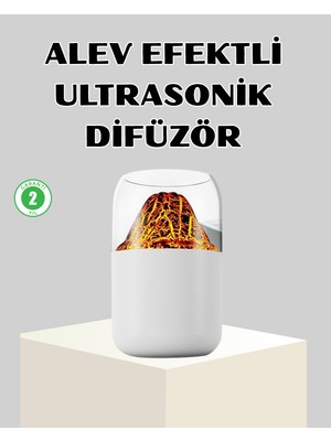 Miss Mojo Ultrasonik Alev Efektli Aromaterapi Difüzörü USB Şarjlı ve Otomatik Kapanma Özellikli