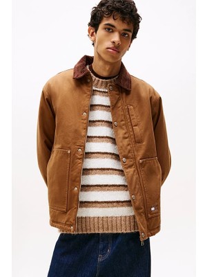 Tommy Hilfiger Erkek Kadife Yakalı Gabardin Iş Ceketi - Kahverengi