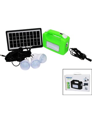 Go İthalat Solar Seyyar Panelli - Fiş Şarjlı 2in1 Yatay - Oval Model El Feneri  - 3 Parça  Ampul Kablolu - Powerbank (5332)