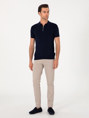 Cacharel Erkek Taş Slim Fit Pamuk Karışımlı Kanvas Pantolon 50305640-VR049