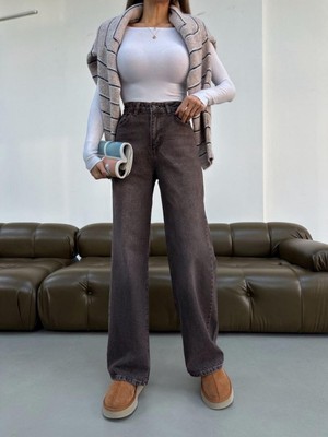 Stali Kadın Likralı Palozo Pantolon Kahverengi