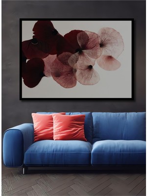 Teona Ahşap Dekoratif Ahşap Dikdörtgen Tablo Kırmızı Çiçekler Çerçeve Görünümlü