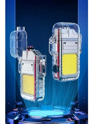 Şarjlı Ark Alevli 800 Lümen Güçlü Çakmaklı Kamp Feneri Işığı Anahtarlık Taşınabilir Type-C 6888