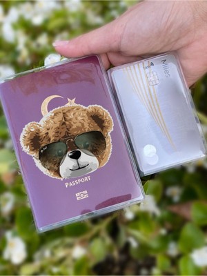 Nurdic Cool Bear Desenli Universal Şeffaf Pasaport Kılıfı Model Tüm Ülke Pasaportlarına Uygun