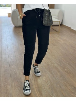 Double TT Kadın Full Likralı Beli Bağçıklı Süper Rahat Duble Paça Bilek Boy Üst Düzey Pantolon