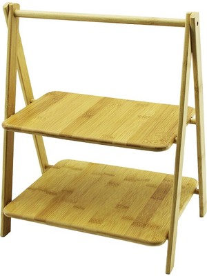 Go İthalat Portatif Ayaklı - 2 Katlı Ahşap Bambu Organizer Raf =18X28 - 22X28CM Y: 6-20-39CM (5332)