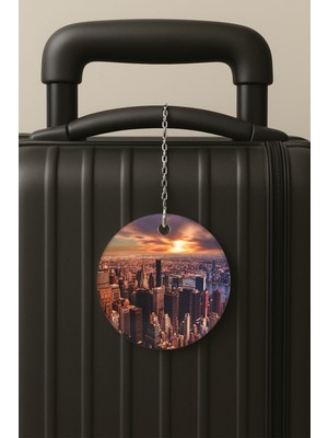 Nurdic Newyork Desenli Uv Baskılı Pleksi Bavul Etiketi Seyahat Tatil Valiz Etiketi