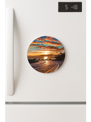 Nurdic Desenli Temalı Yuvarlak Buzdolabı Magnet – 10X10 cm Manzaram