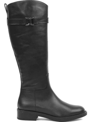 Celal Gültekin Kadın Siyah Fermuarlı Tokalı Deri Çizme