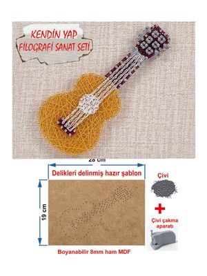Tiydem Ip Sanatı Dikkat Geliştirici El Becerisi Çocuk Montessori Eğitimi Filografi Hazır Set Gitar