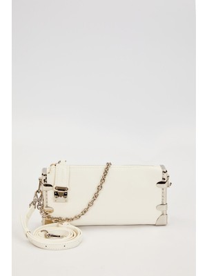 Levidor Beyaz Metal Köşeli Omuz Çantası