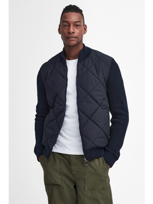 Barbour Newland Zip Through Knitted Jumper Kazak NY91 Navy