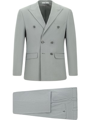 Kiğılı 7 Drop Slim Fit Dar Kesim Pamuklu Lyocell Kruvaze Takım Elbise