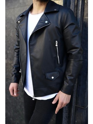 Baselco Yeni Sezon Slim Fit Biker Deri Ceket