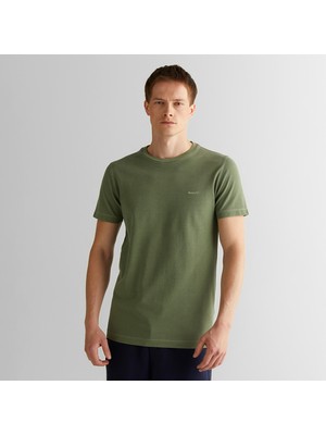 Gant Erkek Yeşil Slim Fit Bisiklet Yaka T-Shirt