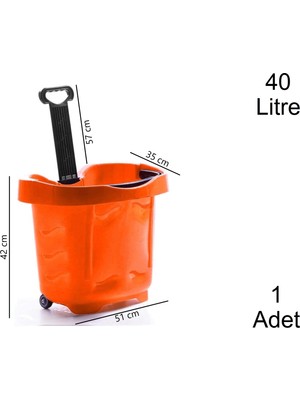Marketix Tekerlekli Plastik Market Alışveriş El Sepeti 40 Litre Turuncu 1 Adet