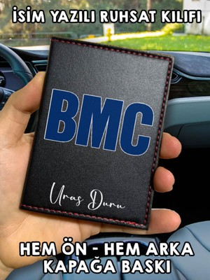 Nurdic Bmc Ön Arka Baskılı Oto Araç Ruhsat Kabı Kartlık Deri Isim Yazılı Kişiye Özel Cüzdan