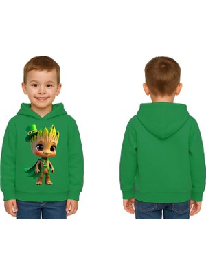 Sedirli Unisex Groot Baskılı Çocuk Swaetshirt Kapüşonlu 3 Iplik Şardonlu