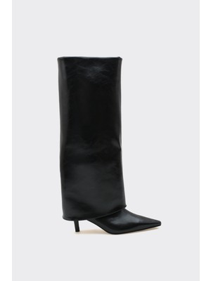 Shoemark Bessa Siyah Vegan Suni Deri Çizme