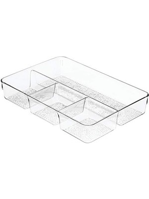 Storemax Idesign Kozmetik Düzenleyici, Makyaj Için Yapılı Plastik Düzenleme Kutusu, 4 Bölmeli, Kozmetik Saklamak Için, Şeffaf