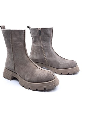 Cassido C1138 Hakiki Süet Deri Vizon Renk Kadın Bot