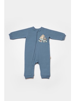 Baby Cosy Babycosy Erkek Bebek Ayaksız Fermuarlı Tulum  3-24 Ay Mavi