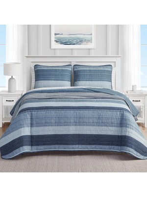 Mena Rise - Ikiz Yorgan Seti, Pamuk Ters Çevrilebilir Yatak Seti, Tüm Sezon Tasarımcı Ev Dekoru (Ridgeport Mavi, Ikiz)