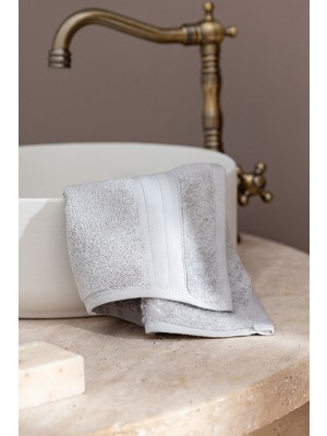 Madame Coco Martha 2'li (Tencel™) Pamuklu El Havlusu - Açık Gri - 30X45 cm