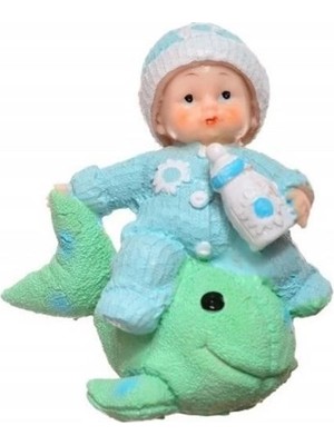 Mey İthalat Hediyelik Sevimli Mavi Bebek Biblo Polyester Süs Eşyası