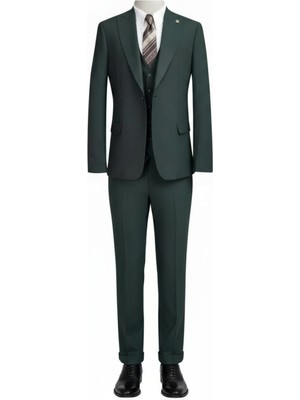 İlayda Emir Slim Fit, Mono Yaka, Blazer, Erkek Takım Elbise, Erkek Zümrüt Yeşili