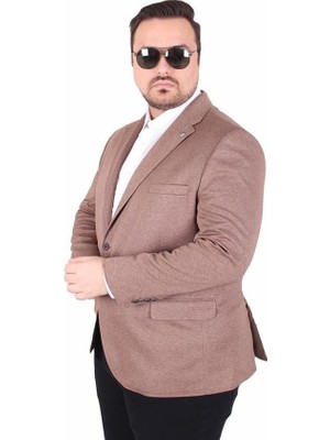 Starbattal Erkek Büyük Beden 4 Drop Blazer Zaha Ceket 500603 Vizon