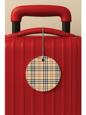 Nurdic Desenli Baskılı Pleksi Zincir Aparatlı Bavul Etiketi Valiz Etiketi Ingiliz Kumaşı