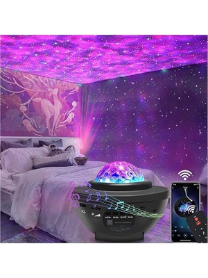 Projektör Gece Lambası Bluetooth Hoparlör Bluetooth Lazer Işıklı Sese Duyarlı Hoparlör Gece Lambası Disko Lambası Parti Lambası