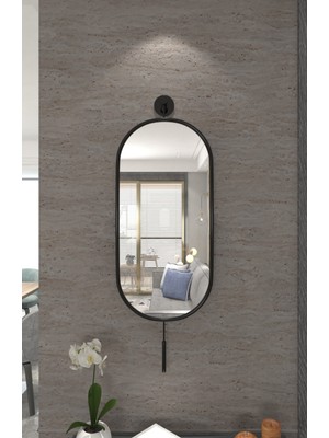 Wallover Design (Büyük Boy) Serenity Black Ayna , Dekoratif Modern (Mobilya) Duvar Aynası