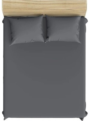 Pamuklu Ranforce Tek Kişilik Ara Ölçü 120X200 cm Lastikli Çarşaf Takımı - Koyu Gri