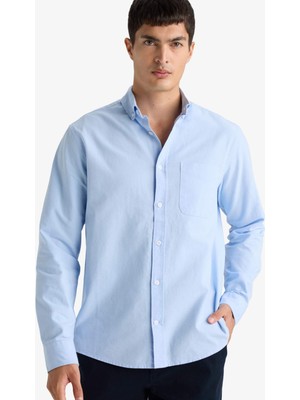 DeFacto Regular Fit Polo Yaka Oxford Uzun Kollu Gömlek A8028AX25AU