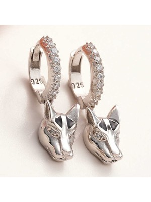 Gumush ​Gümüş Sallantılı Kaplan Figürlü Kadın Küpe