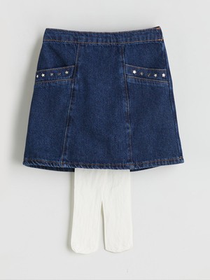 Lc Waikiki Yeni Sezon Külotlu Çoraplı Kız Çocuk Jean Etek