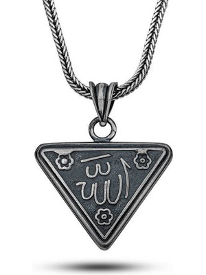 Gumush Gümüş Çiçek Motifli Allah Yazılı Cevşen Kolye