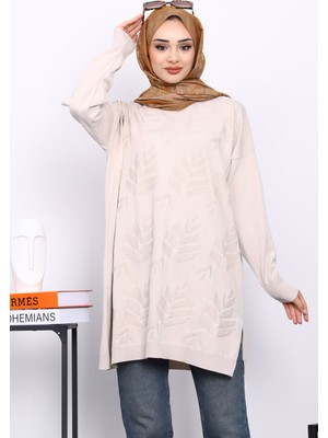 İmaj Butik Krem Soğuk İplik Merserize Triko Tunik