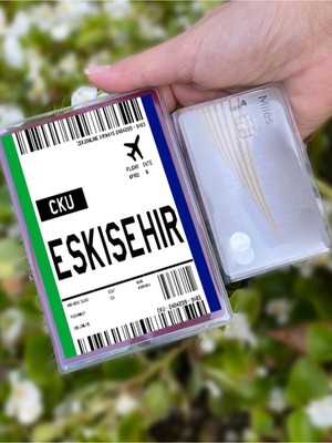 Nurdic Uçak Bileti Eskişehir Desenli Universal Şeffaf Pasaport Kılıfı Model Tüm Ülke Pasaportlarına Uygun