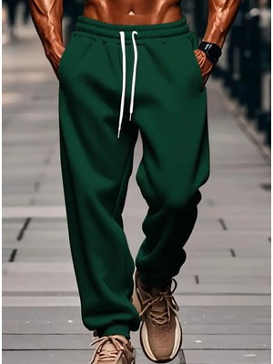 Amor Man Büyük Beden Özel Tasarım Düz Renk %100 Pamuk 3 Iplik Tam Kışlık Hip Hop Rahat Erkek Eşofman Altı