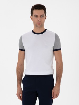 Cacharel Erkek Beyaz Slim Fit Bisiklet Yaka Triko T-Shirt 50285435-VR013