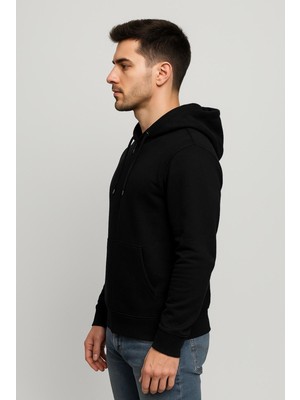 Axxel Siyah Erkek Fermuarlı Kapüşonlu SWEATSHIRT-W1084