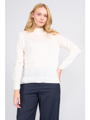 Miyamira Çetinkaya Miya Mira 2254 Bayan Dik Yaka Koyu Krem Triko