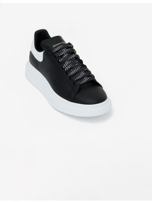 Mcqueen Erkek S.rubber Kalın Tabanlı Deri Sneakers - Siyah/beyaz